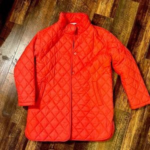 Cute orange mid leg size 4-6 snuggly coat. In excellent condition